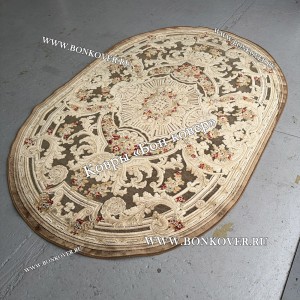 Тонкий Ковер из Вискозы Медальон Дизайн 22273 Овал