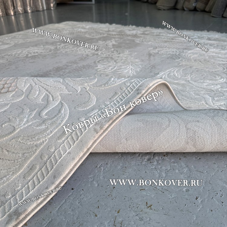 Ковер Турция Для Гостиной Дизайн 96 Белый со Светло-серым