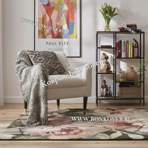 Бельгийский Высокоплотный Ковер с Цветами Дизайн 28110 Зеленый